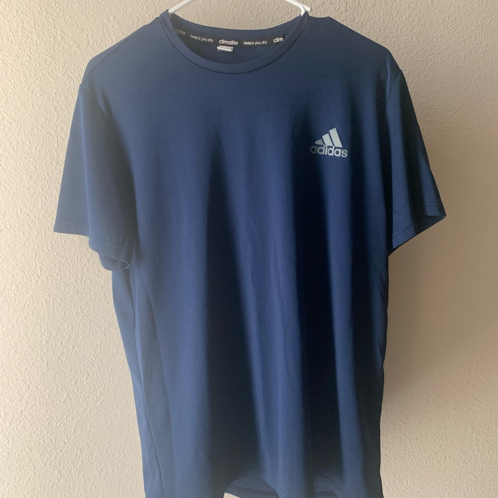 Adidas Climalite Short Sleved Tshirt T Shirt Navy Blue Men's Large EUC